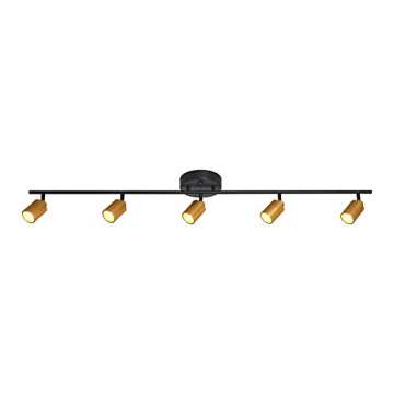 VidaLite Shura - 5-Light Black and Brass Integrated LED Track Light w/Rotatable Heads, 4 ft. Track Lighting Kit Ceiling Light, 3000k, 2450 Lumen