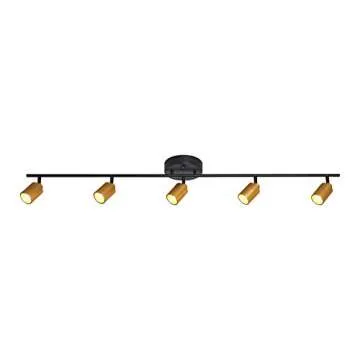 VidaLite Shura - 5-Light Black and Brass Integrated LED Track Light w/Rotatable Heads, 4 ft. Track Lighting Kit Ceiling Light, 3000k, 2450 Lumen