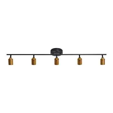 VidaLite Shura - 5-Light Black and Brass Integrated LED Track Light w/Rotatable Heads, 4 ft. Track Lighting Kit Ceiling Light, 3000k, 2450 Lumen