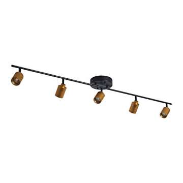 VidaLite Shura - 5-Light Black and Brass Integrated LED Track Light w/Rotatable Heads, 4 ft. Track Lighting Kit Ceiling Light, 3000k, 2450 Lumen