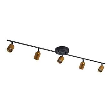 VidaLite Shura - 5-Light Black and Brass Integrated LED Track Light w/Rotatable Heads, 4 ft. Track Lighting Kit Ceiling Light, 3000k, 2450 Lumen