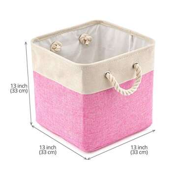 EZOWare 3-Pack Collapsible Storage Bins - Stylish Home Organizers (Cream/Pink)