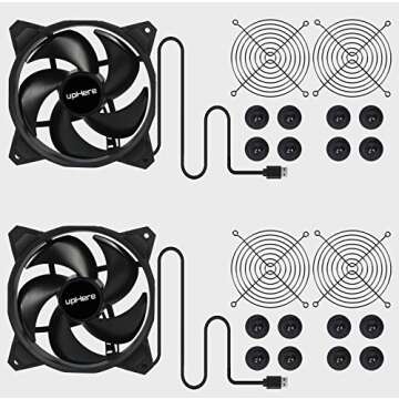 upHere USB Computer Fan Black,Dual 120mm Fan,Silent Fan for Computer Cases Computer Cabinet PlayStation Xbox Cooling,U1203