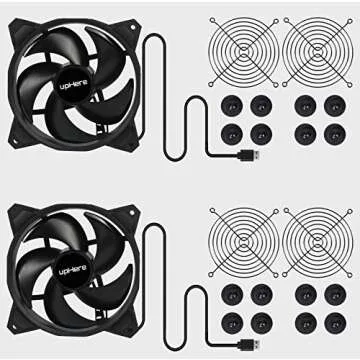 upHere USB Computer Fan Black,Dual 120mm Fan,Silent Fan for Computer Cases Computer Cabinet PlayStation Xbox Cooling,U1203