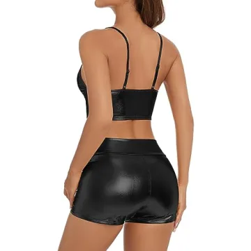 Gatielzana Women's Metallic Rave Booty Shorts for Festivals