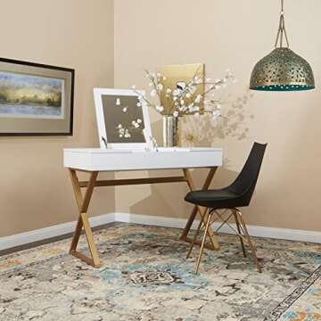 OSP Home Furnishings Oakley Mid-Century Modern Bucket Dining Chair with Faux Leather Padded Seat, Bl...