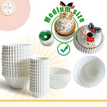 qiqee 1000pcs White Cupcake Liners Muffin Linner No Smell, Food Grade Baking Cups（Standard Size）