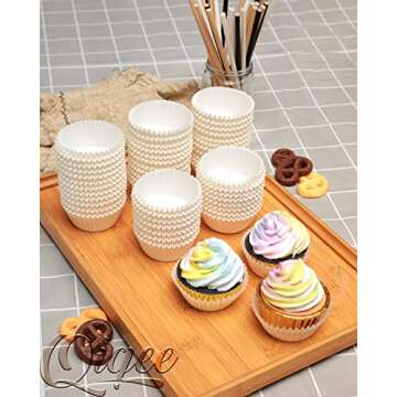 qiqee 1000pcs White Cupcake Liners Muffin Linner No Smell, Food Grade Baking Cups（Standard Size）