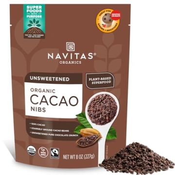 Navitas Organics Cacao Nibs, 8 oz. Bag - Organic and Fair Trade Crunchy Chocolate Alternative