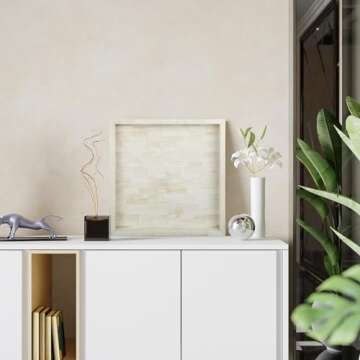 Handicrafts Home Classic Pattern Inspired Decorative Trays 12x12 - Chic White Centerpiece, Versatile Ottoman Tray for Modern Home Decor, Artistic Kitchen Serving Tray, Ideal Gift-Worthy Tray