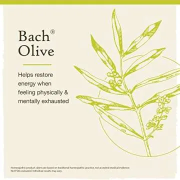 Bach Original Flower Remedies, Olive for Energy, Natural Homeopathic Flower Essence, Holistic Wellness and Stress Relief, Vegan, 20mL Dropper