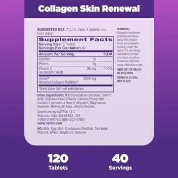 Natrol Collagen Skin Renewal, Dietary Supplement for Beauty Advanced, 120 Tablets, Up to a 40 Day Supply