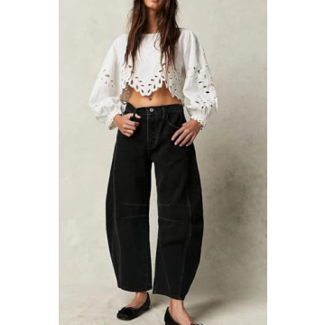 Stylish Women’s Mid Rise Barrel Jeans for Comfort & Style
