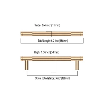9BUILD Brass Knurled Cabinet Handles 10 Pack