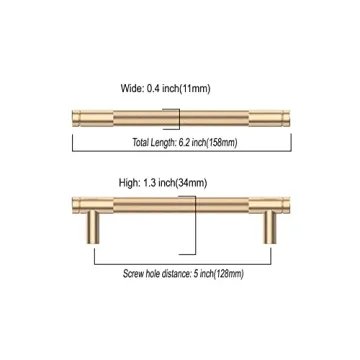 9BUILD Brass Knurled Cabinet Handles 10 Pack