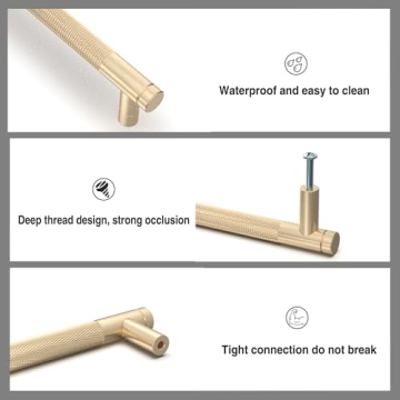 9BUILD Brass Knurled Cabinet Handles 10 Pack