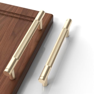 9BUILD Brass Knurled Cabinet Handles 10 Pack
