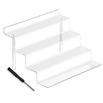 Acrylic Risers Display Stands: 4 Tier Clear Perfume Organizer for Dresser, 9"