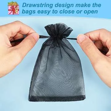 Black Organza Gift Bags - 100pcs for Stylish Gifting