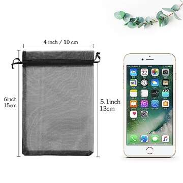 Black Organza Gift Bags - 100pcs for Stylish Gifting