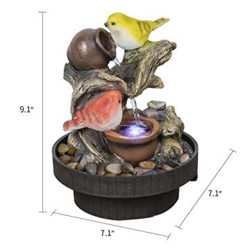 Ferrisland Electric Tabletop Water Fountain Decor with LED - Zen Meditation Indoor Waterfall