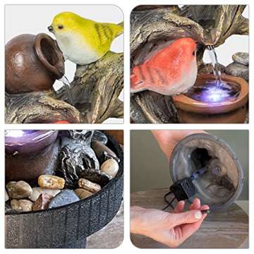 Ferrisland Tabletop Fountain - Electric Water Feature with LED