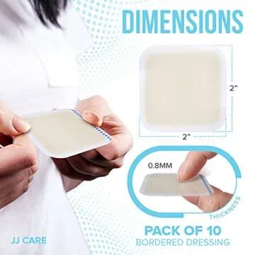 JJ CARE Hydrocolloid Dressing 2x2 Pack of 10 Self-Adhesive Bandages