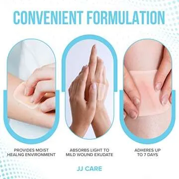 JJ CARE Hydrocolloid Dressing 2x2 Pack of 10 Self-Adhesive Bandages