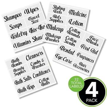 mDesign Home Organization Labels - Preprinted Label Stickers for Bathroom Storage and Cleaning - Hou...