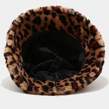 Chic Women's Leopard Print Faux Fur Bucket Hat