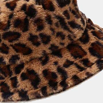 Chic Women's Leopard Print Faux Fur Bucket Hat
