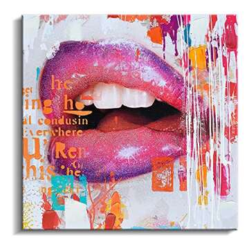 Pinetree Art Sexy Lips Canvas Wall Art Painting for Bedroom Decor Printing Pop Art Home Decoration F...