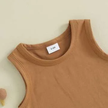 Amiblvowa Toddler Baby Boy Summer Clothes Tank Cami Sleeveless Top Checkerboard Shorts Set Infant Newborn 2 Piece Casual Outfit (Plaid Auburn, 0-6 Months)