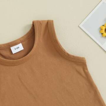 Amiblvowa Toddler Baby Boy Summer Clothes Tank Cami Sleeveless Top Checkerboard Shorts Set Infant Newborn 2 Piece Casual Outfit (Plaid Auburn, 0-6 Months)