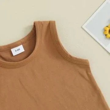 Amiblvowa Toddler Baby Boy Summer Clothes Tank Cami Sleeveless Top Checkerboard Shorts Set Infant Newborn 2 Piece Casual Outfit (Plaid Auburn, 0-6 Months)