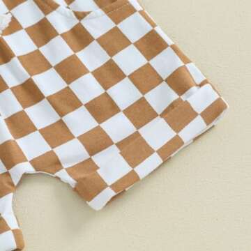 Amiblvowa Toddler Baby Boy Summer Clothes Tank Cami Sleeveless Top Checkerboard Shorts Set Infant Newborn 2 Piece Casual Outfit (Plaid Auburn, 0-6 Months)