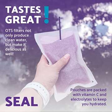 OTS Osmo Seal - 8 Pack. Fresh & Salt Water Filter - Portable Emergency desalination/Water Purifier Survival System Perfect for Outdoor Survival, Marine Emergency, and Disaster preparedness.