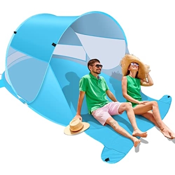 Large Automatic Beach Tent - Instant Pop Up Sun Shade for Family
