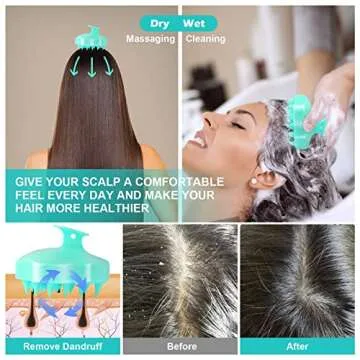 URTHEONE Hair Scalp Massager Shampoo Brush,Soft Silicone Hair Brush for Wet Dry Oily Curly Straight Thick Thin Rough Long Short Natural Men Women Kids Pets Hair Care Tools(Light Green)