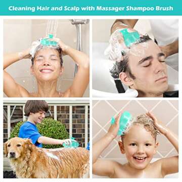 URTHEONE Hair Scalp Massager Shampoo Brush,Soft Silicone Hair Brush for Wet Dry Oily Curly Straight Thick Thin Rough Long Short Natural Men Women Kids Pets Hair Care Tools(Light Green)