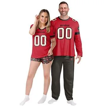 FOCO Women's NFL Logo Ladies Gameday Ready Jersey Pajama Set, Team Color, X-Large