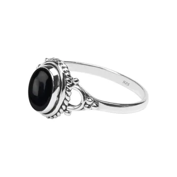 Elegant Black Onyx Stone Ring - 925 Sterling Silver Gift
