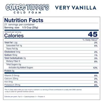 Coffee Toppers Cold Foam Vanilla 15 Ounce (Pack of 3), Be Your Own Barista, Kosher