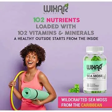 WIXAR NATURALS Sea Moss Gummies - Natural Irish Sea Moss and Bladderwrack with Burdock Gummy - 60 Gummies - Vegan - Healthy Immune, Gut & Overall Wellness Support - Herbal Alkaline Supplements
