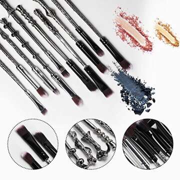AprFairy Wizard Wand Potter Makeup Brushes set with Gift Bag 10pcs Metal Magic Eye Shadow Eyeliner Blending Pencil Lip Brush Beauty Tools