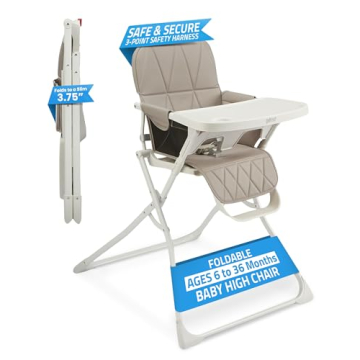 Primo PopUp Folding High Chair (for Baby Age 6 to 36 Months) Taupe Folding Beach Chair Style High Ch...