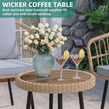 YITAHOME 3 Piece Outdoor Bistro Set for Cozy Gatherings