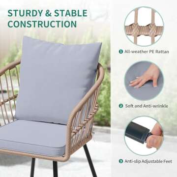 YITAHOME 3 Piece Outdoor Bistro Set for Cozy Gatherings