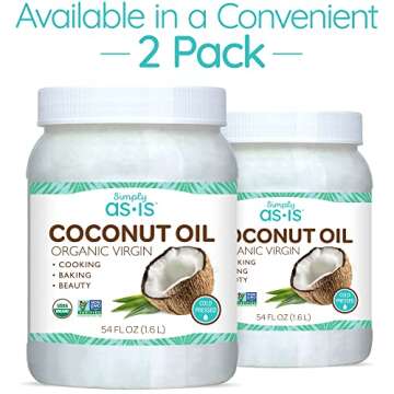 Simply as-is | Cold-Pressed & ﻿Organic Virgin | Unrefined | Coconut Flavor for Cooking & Baking | ...