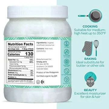 Simply as-is | Cold-Pressed & ﻿Organic Virgin | Unrefined | Coconut Flavor for Cooking & Baking | Deep Moisturizer for Beauty | 2-Pack (54 fl oz each)